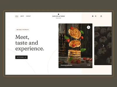 Cafe de la tarde concept delivery design pancake restaurant ui web