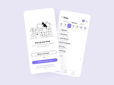 Habit Tracker App app app design application clean ecommerce habit tracker app interaction design interface design ios iphone minimal mobile purple screen ui uidesign user experience user interface ux uxdesign