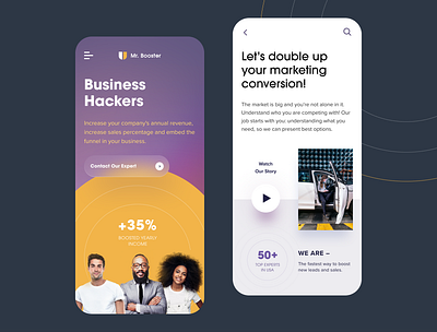 Mr. Booster Mobile application design interface startup ui ux