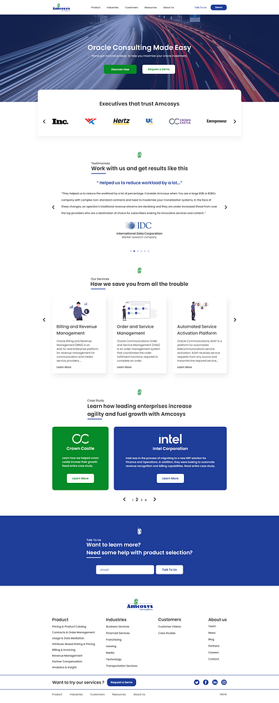 amcosys - oracle consulting company website consulting design oracle web