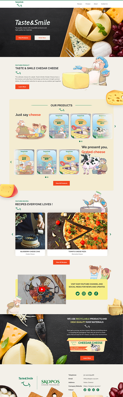 Taste and smile: cheese selling company cheese design web webdesign