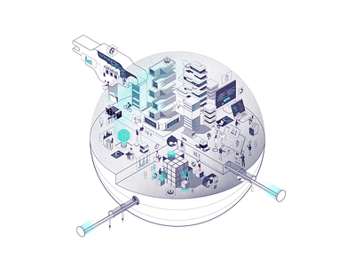 Digital planet animation axonometric city illustration digital city digital illustration illustration isometric isometric animation isometric city isometric future isometric illustration isometric planet planet illustration spaceship illustration vector