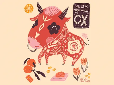 year of the ox cute drawing illustration lunar new year year of the ox