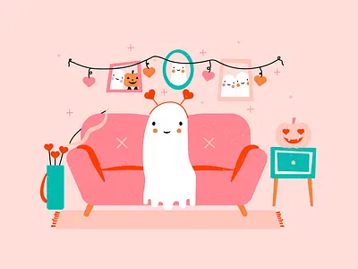 Ghostie Valentine design ghost halloween illustration valentines day vector