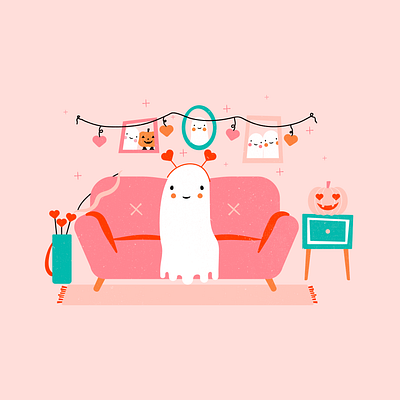 Ghostie Valentine design ghost halloween illustration valentines day vector