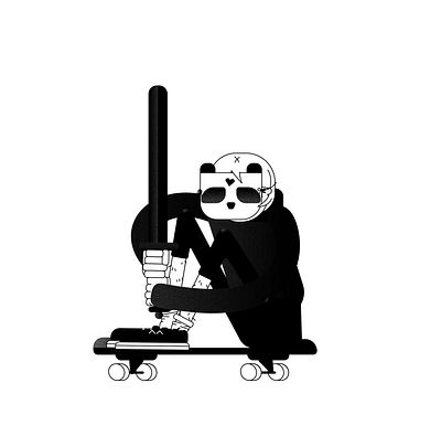 panda alien design illustration illustrator panda skateboard skateboarding vector