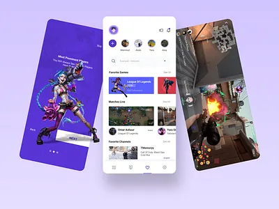 Live streaming app for gaming 3d broadcast design clean gamers gaming league of legends live mobile photoshop product design streaming twitch ui ux design valorant