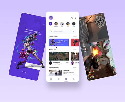 Live streaming app for gaming 3d broadcast design clean gamers gaming league of legends live mobile photoshop product design streaming twitch ui ux design valorant