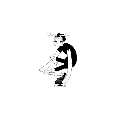 deer alien design icon illustration minimal skateboard skateboarding vector