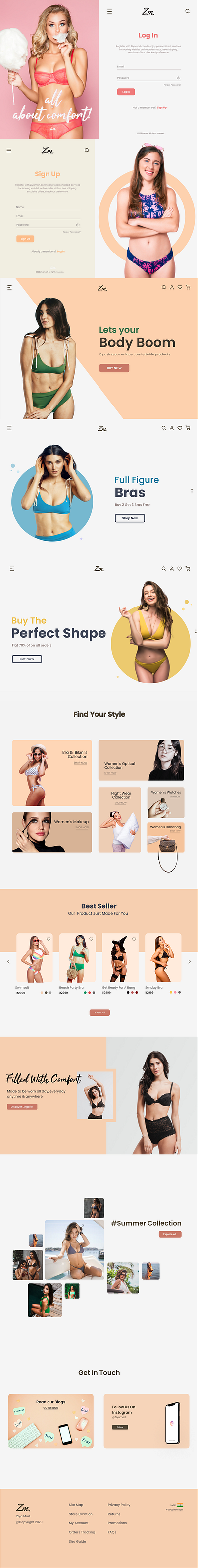 Ziyamart bikini bra e commerce icchatva uiux website concept website design ziyamart