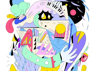 Ewonee Album Design colorful fun illustration music wild