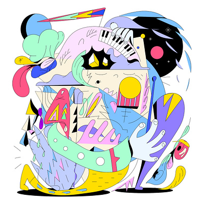 Ewonee Album Design colorful fun illustration music wild