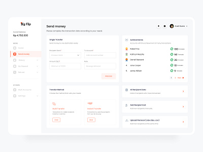 Dashboard Money Transfer dashboard dashboard ui money money transfer send money