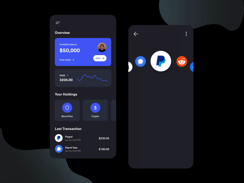 Stock Trading App design app design minimal motion motion graphic ui