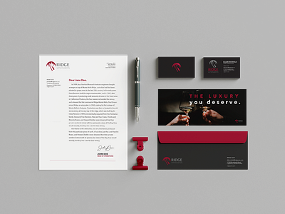 Ridge Vineyards Stationary business card envelope letterhead stationery wine design winery