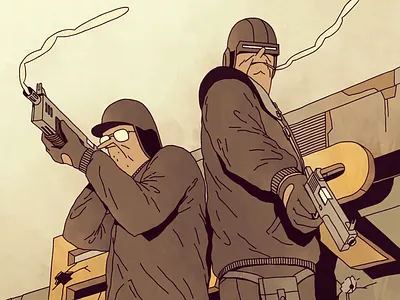 Bronski Bros action bar brothers comic dark desert future gun illustration pistol splash waste