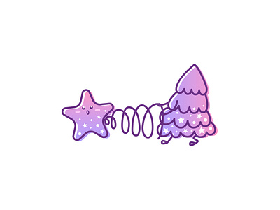 Tree Topper adobe illustrator cartoon cartoon character cartoon illustration cute illustration cuteart gradient holiday illustration kawaii kawaii art pink purple snow sparkles stars vector illustration
