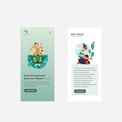 Nature's orbit Mobile UI earth environment green ui hero section icchatva mother earth nature nature design our story plants