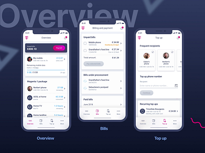 Handy Self-Care Application for Deutsche Telekom app design application clean design figma handy interface magenta minimal mito mobile ui principleapp self care simple telekom ui ui animation ui design