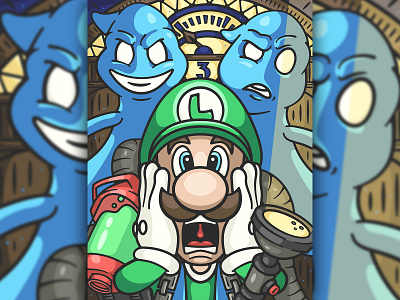 luigi's mansion 3 18x24 poster 3 art cartoon character design game ghost illustration logo luigi mario vector