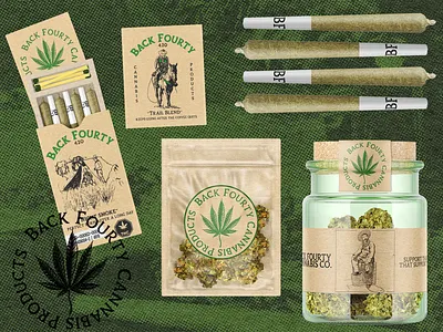 Back Fourty Cannabis Co Branding cannabis branding cannabis logo logo design package design texas design western branding