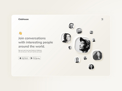 Clubhouse landing page clean dailyui front end design homepage minimal ui design website design