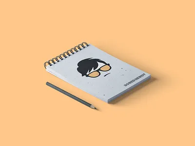 BoredNerdy bored logo logotype mockup nerdy notepad paper pencil sunglasses vector