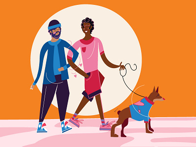 Valentine's Day Stroll affinity character character animation chocolate colorful couple cute illustration cute logo diversity gift heart illustration lgbtq love lovers pride print valentine vector weeklywarmup