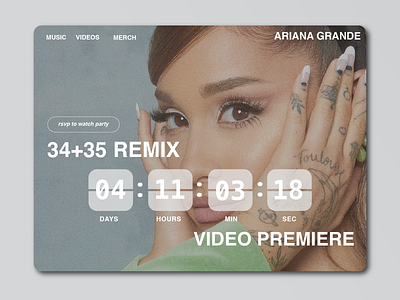 Countdown Timer 014 ariana grande clock countdown countdown timer dailyui dailyuichallenge design illustration illustrator minimal music musician timer timers video web website