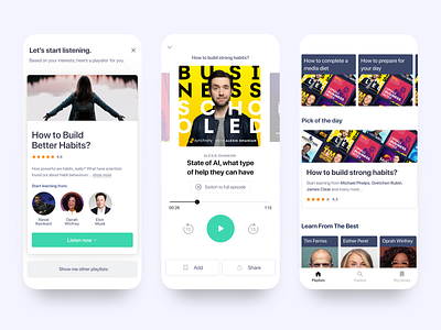 Mindbites // Podcast App 📱🎧 app fintech app player player ui podcast ui design web