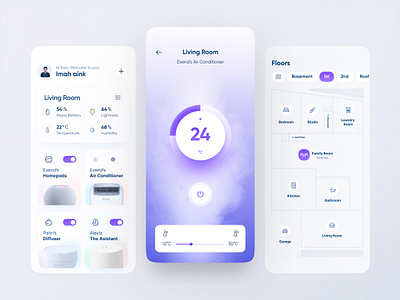 Smart Home App air conditioner animation app app design clean controller design gradient illustration interface minimal mobile mobile app mobile app design mobile design smarthome ui ui design uiux ux