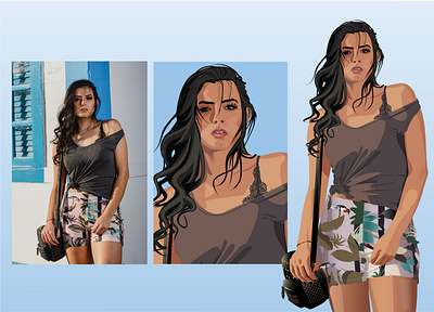 vectorize or cartoonize latina girl avatar background beautiful beauty cartoon character face fashion female girl hair illustration isolated latina people person portrait vector woman young