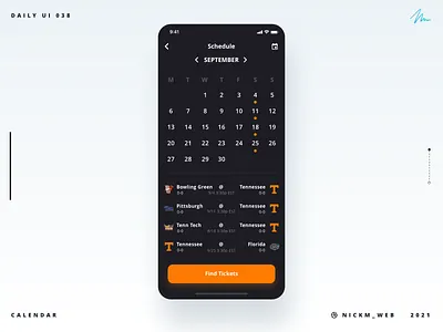 Tennessee Vols Calendar | Daily UI Challenge 038 (Calendar) calendar calendar ui daily daily ui daily ui 038 daily ui challenge dailyui dailyui038 dailyuichallenge football tennessee vols