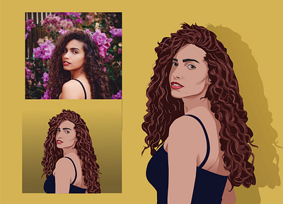 vectorize or cartoonize curly young girl beautiful beauty cartoon character curly cute face fashion female girl hair happy illustration isolated person pretty style vector woman young