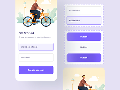 Get started journey app dailyuichallenge getstarted illustraion signup ui