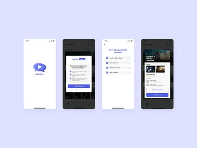 Watcher App - UX UI Design Concept clean ui entertainment mobile app purple ui ux uxui