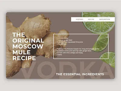 Moscow Mule / The Recipe alcohol cocktail css animation css animations design front end ginger ginger beer interactive design interactive storytelling lime microsite moscow mule recipe responsive design smooth animation storytelling vodka web webdesign