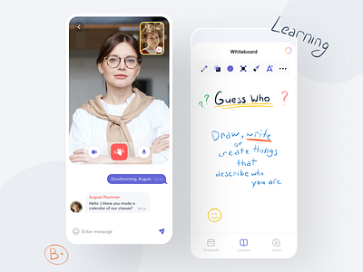 Online Learning - App app call chat course education english english school language app learning learning app learning platform lessons minimal mobile online student teacher tools video call whiteboard