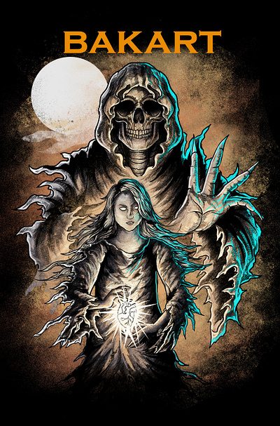 Strenght of heart( open comission work) album cover dark art death horror illustrator