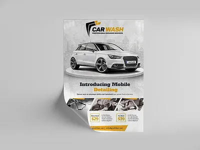 Auto Workshop Flyer Design banner ad brand identity branding brochure design car design flat design flyer artwork flyer design graphicdesign illustration logo logotype wash workshop