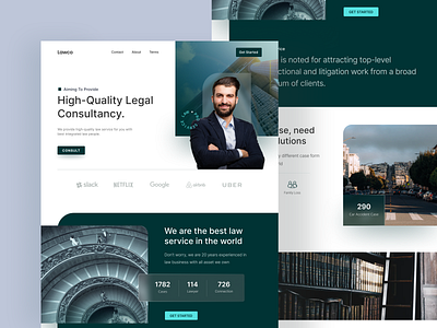 Lawco - Lawyer Service Website Landing Page clean green landing landing page landingpage law lawyer minimalist ui uiux ux web design website