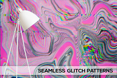 SEAMLESS GLITCH PATTERNS 90s acid green background cyberpunk design fuchsia futurism glitch grunge high resolution interference neon nostalgia psychedelic seamless seamless pattern stripes style stylization surface design