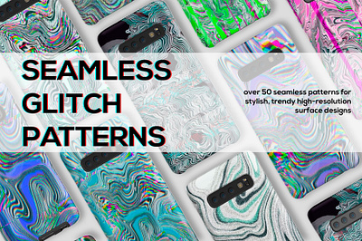 SEAMLESS GLITCH PATTERNS 90s acid green background cyberpunk design fuchsia futurism glitch grunge high resolution interference neon nostalgia psychedelic seamless seamless pattern stripes style stylization surface design