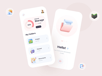 File Manager App Design app design clouds cool file manager folders graphics icons inspiration ios app minimal minimal app mobile app mobile ui statistics storage trendy design ui ux ui design uidesign uiux