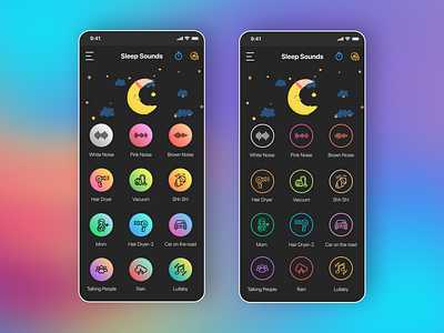 Relax&Sleep Sounds UI mobile app mobile ui sleep sounds