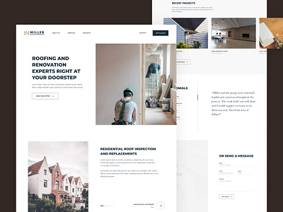 Roofing and Renovation Website app branding clean construction construction website design renovation ui ui design ux