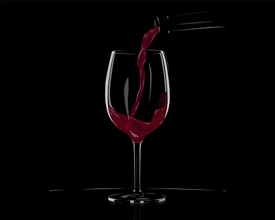 Glass of wine art black dark theme design friday night graphics illustration minimalism minimalistic party poster ui vector wine