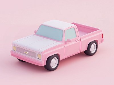 3D Classic Pickup Truck|Unique 3D Truck Model 3d 3d art 3d model 3d pastel 3d rendering 3d style car model cute cute style dribbble artist graphic design pastel pickup truck pink render soft style truck
