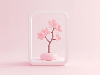 3D Pastel Design| 3D Bonsai Design in Pastel colors 3d 3d art 3d icon 3d model 3d object 3d rendering artist bonsai cute cute style dribbble artist modleing pastel pastel colors pastel design pink soft style
