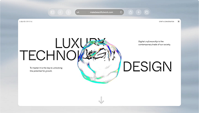 Liquid Crystal — Hero Interaction 3d animation branding crystal graphic design identity iridescent liquid logo luxury motion graphics technology ui web web design webgl